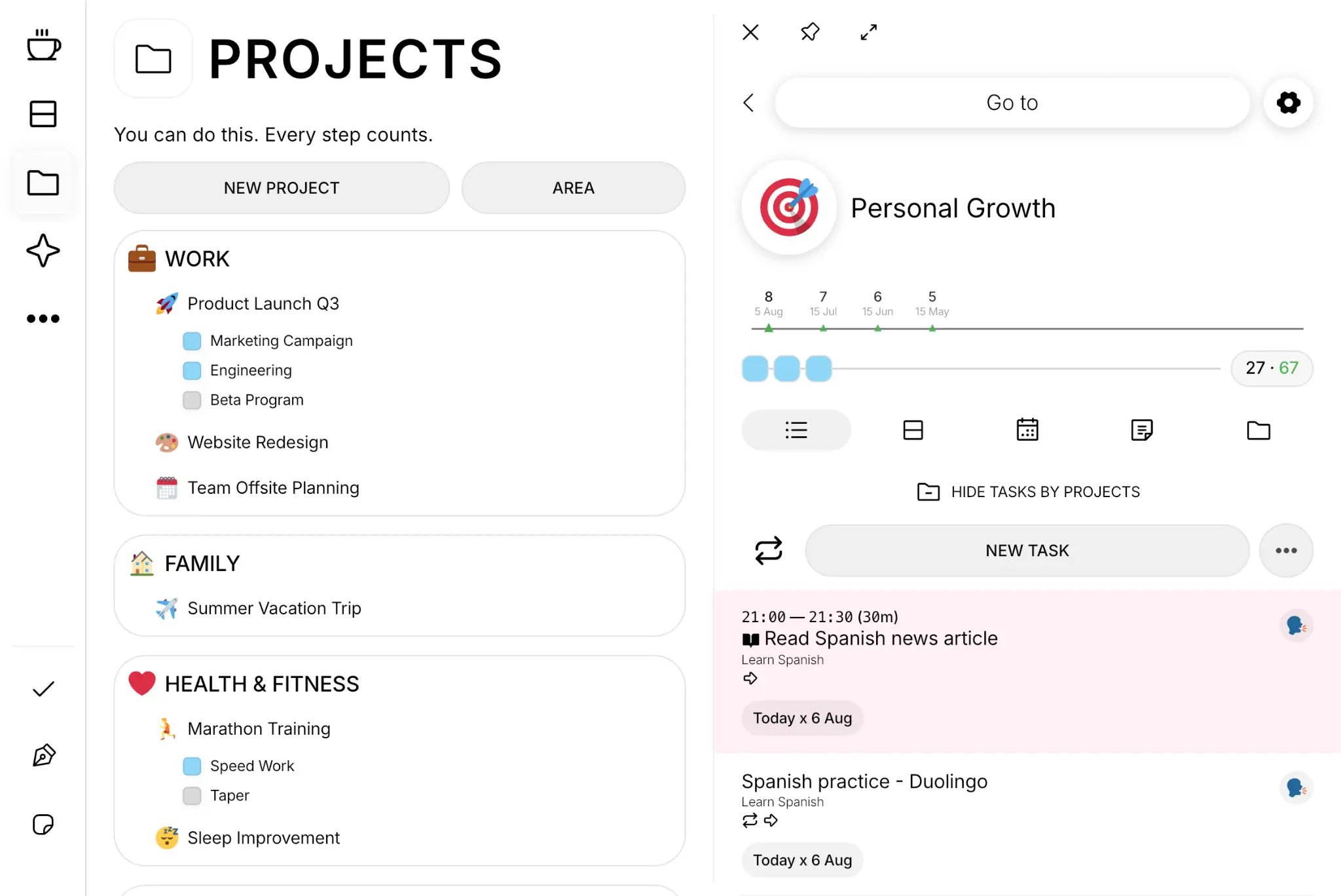 Projects and project details on iPad