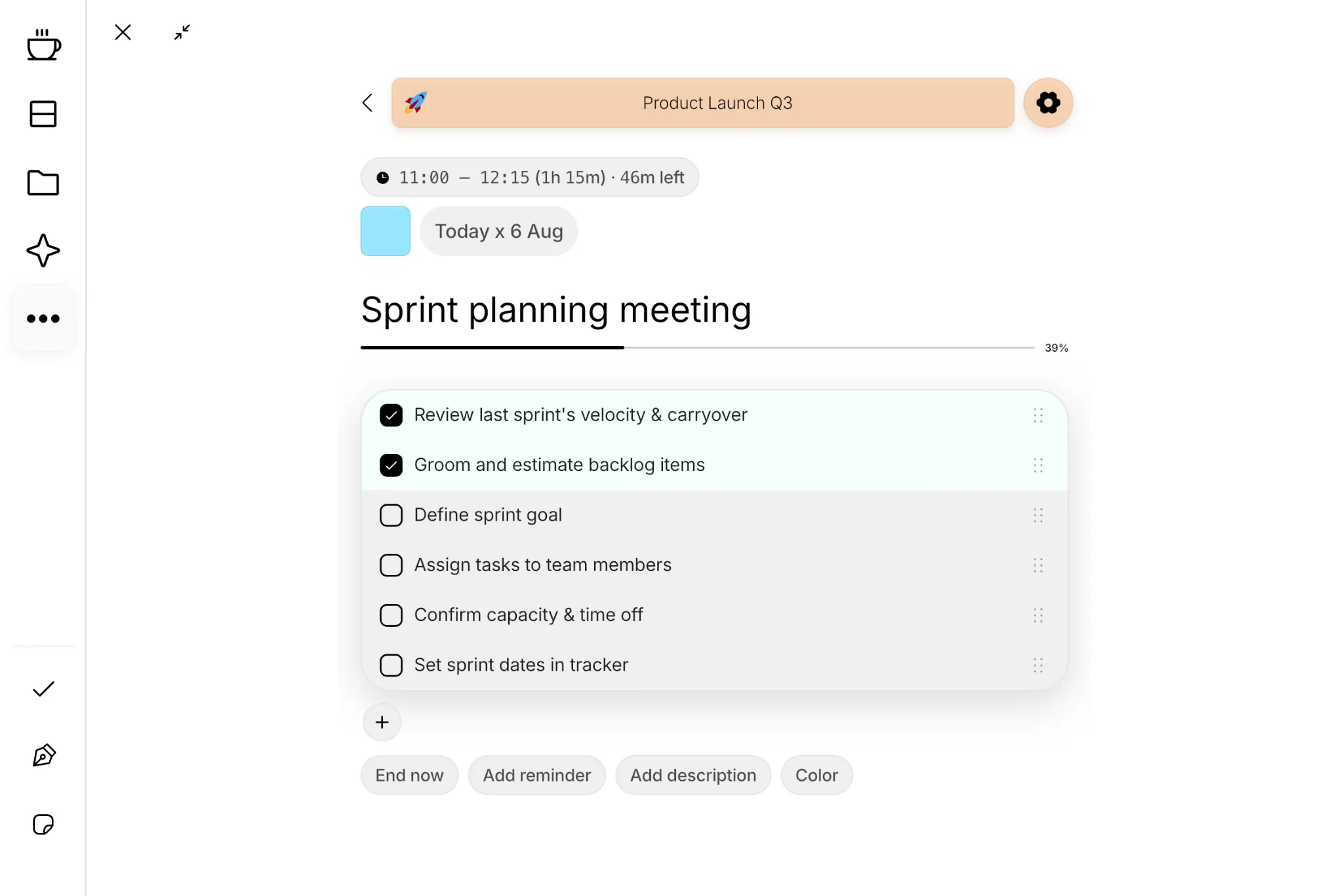 Task checklist on iPad