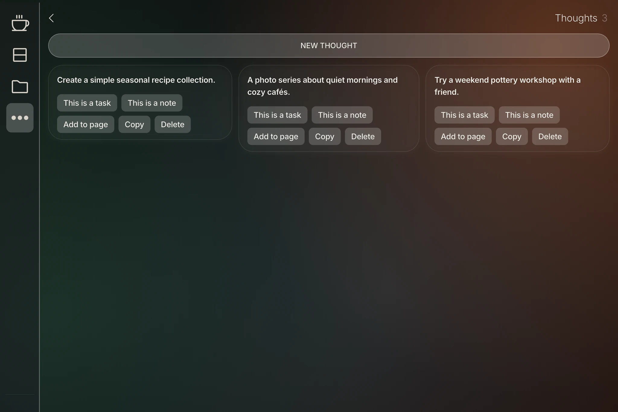 Thought inbox on iPad