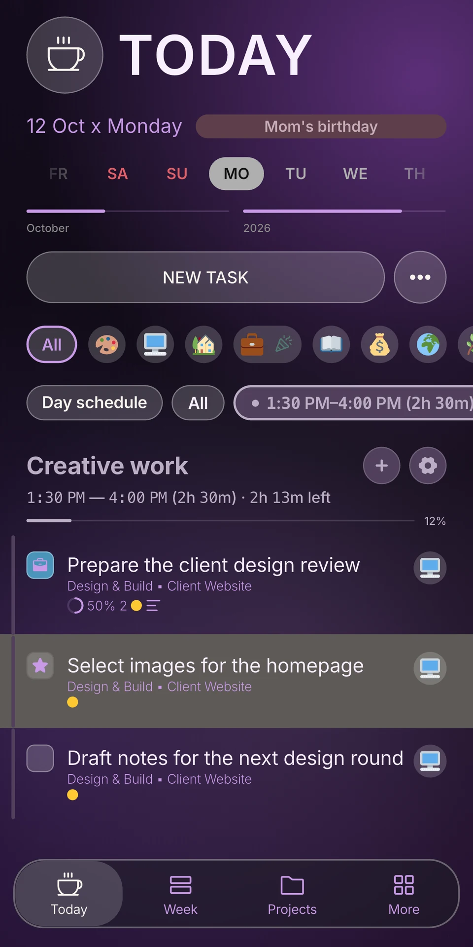 Project Today — Amethyst theme