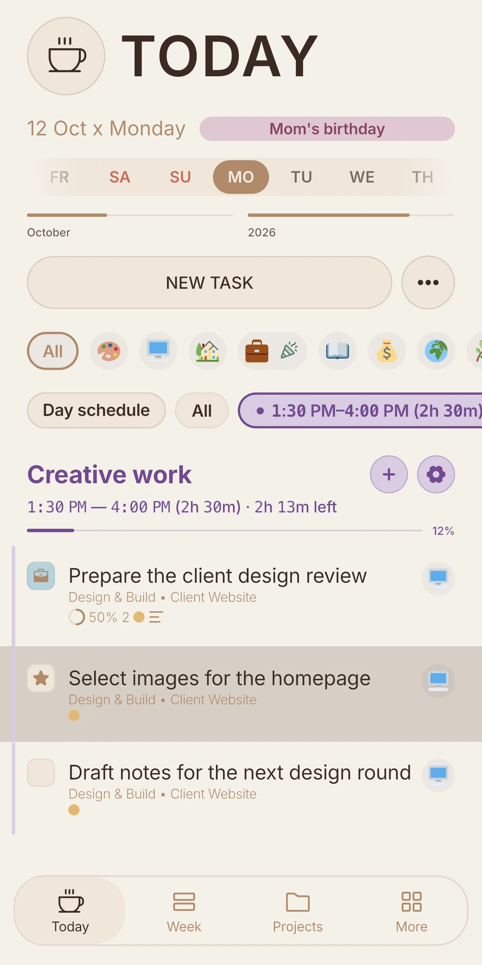 Project Today — Coffee theme