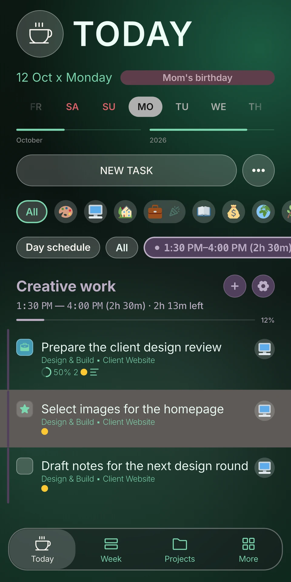 Project Today — Emerald theme