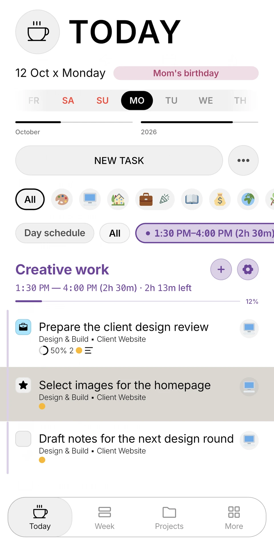 Project Today — Light theme
