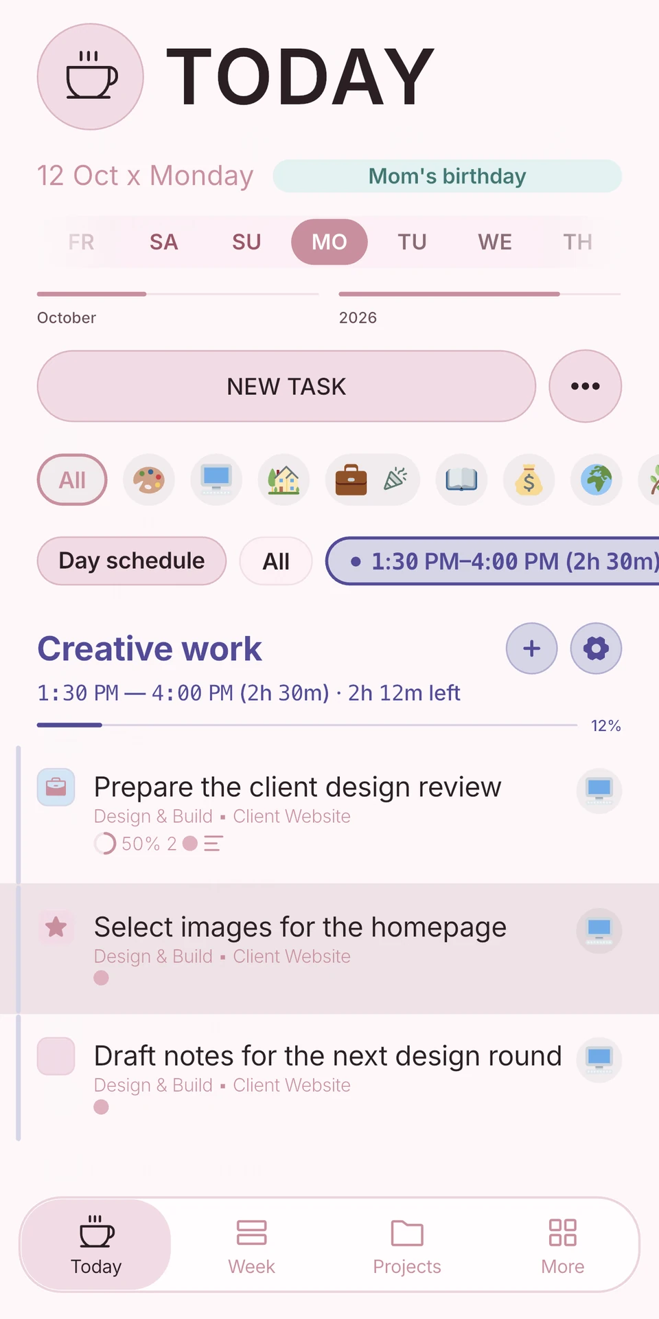 Project Today — Pink Princess theme