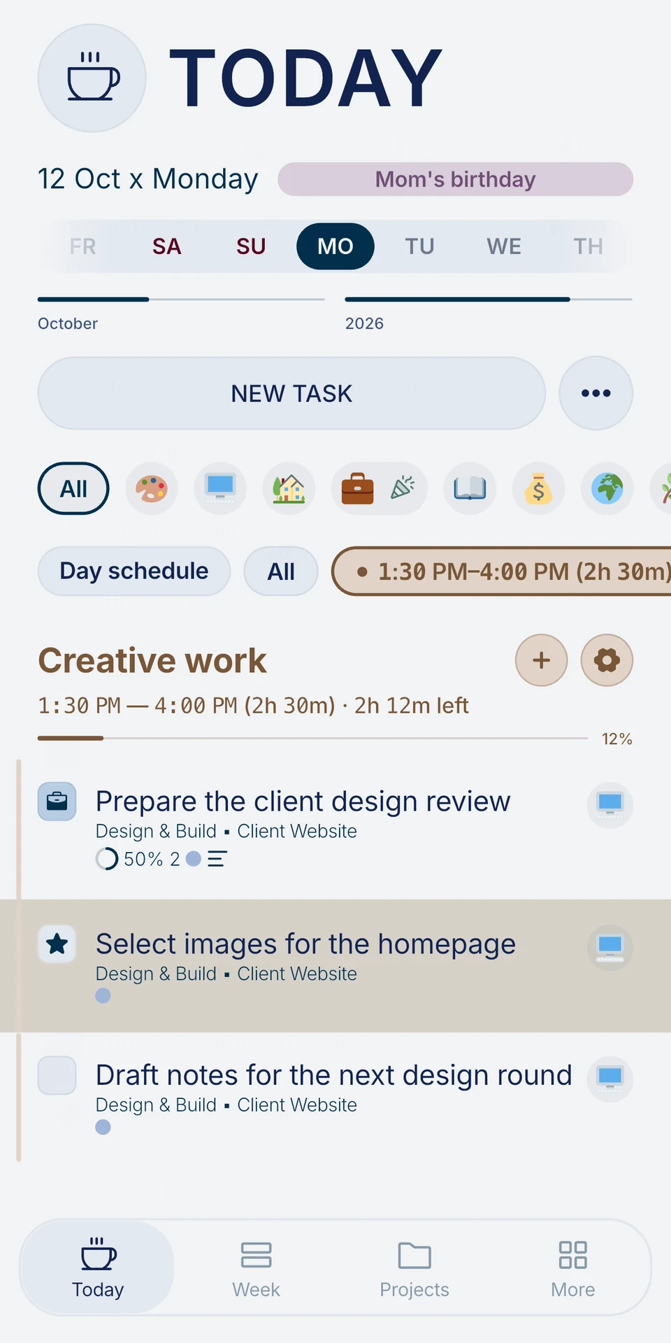Project Today — Sapphire theme